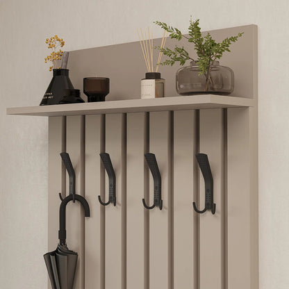 Roomart 4-teiliges Garderobenset NORD, mit 2 Sitzbänken (offen und mit Schuhklappe), Garderobenpaneel 130 cm und ovalem Spiegel, in 2 Farben
