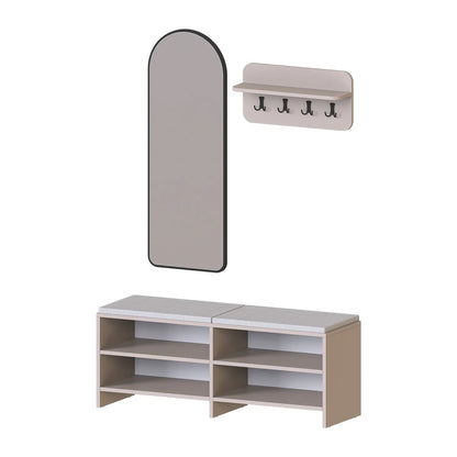 Roomart 3-teiliges Garderobenset LENA, mit Sitzbank 120 cm, Wandgarderobe und Bogenspiegel, in 2 Farben