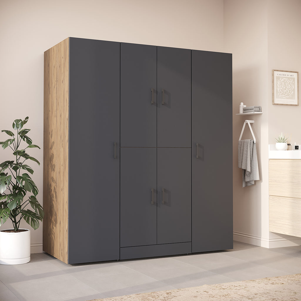 Roomart Waschmaschinenschrank DORA-I 160 cm, Anthrazit Eiche, 186 cm hoch