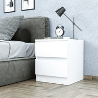Roomart Komo Beistelltisch mit 2 Schubladen – 40 cm breit, 46,8 cm hoch – Nachttisch & Aufbewahrungstisch für Wohnzimmer, Schlafzimmer oder Büro – Modernes Design- Weiß