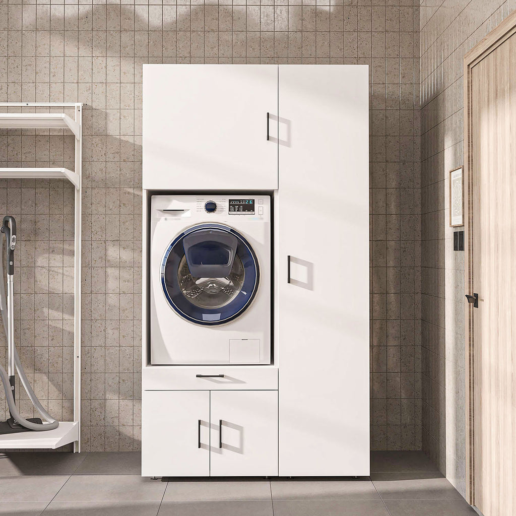 Roomart Waschmaschinenschrank SERIE 3 112 cm, Weiß, 205 cm hoch