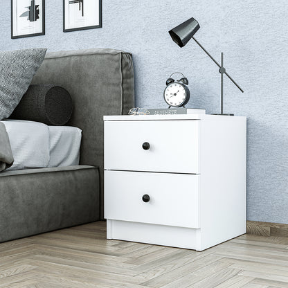 Roomart Komo Beistelltisch mit 2 Schubladen – 40 cm breit, 46,8 cm hoch – Nachttisch & Aufbewahrungstisch für Wohnzimmer, Schlafzimmer oder Büro – Modernes Design- Weiß