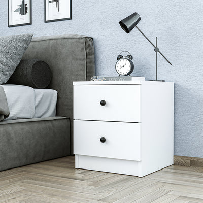 Roomart Nachttisch - Nachtkästchen KOMO, 40 cm, mit 2 Schubladen, in Weiß