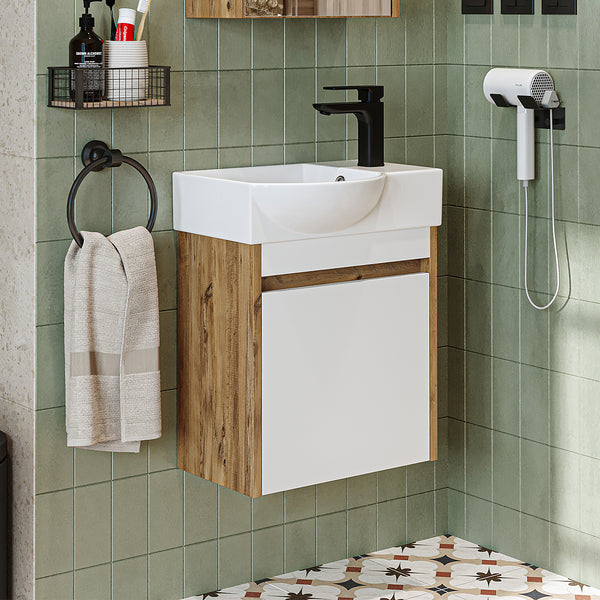 Roomart Waschbeckenunterschrank LEO, 46,5 cm, Hahnloch rechts, in 4 Farben