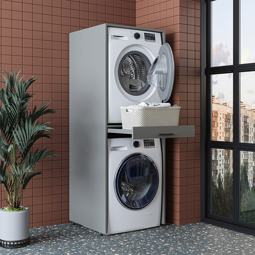 Roomart Waschmaschinenschrank DUO-I, 67 cm, für Waschmaschine und Trockner