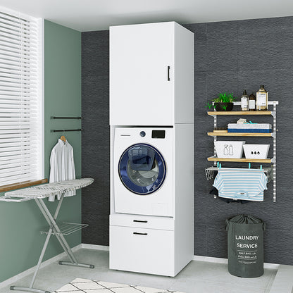 Roomart Waschmaschinenschrank mit Schrankaufsatz • mit Ausziehbrett • Weiß  • Schwarz eiche • Eiche