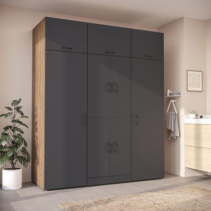 Roomart Waschmaschinenschrank DORA-I 190 cm, Anthrazit Eiche, 230 cm hoch