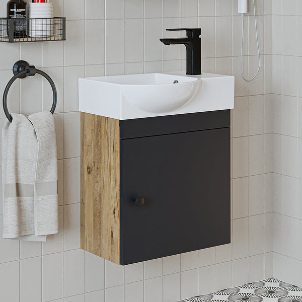 Roomart Waschbeckenunterschrank PUNTO, 46,5 cm, mit Keramikbecken, in 4 Farben