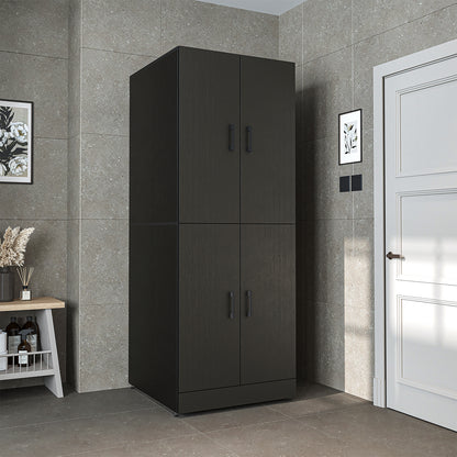 Roomart Waschmaschinenschrank SERIE DORA-I-  Waschmaschinen- & Trocknerschrank mit Türen & Ausziehbrett – Waschküchenschrank für Waschmaschine & Trockner – in 5 Farben • Weiß • Weiß-Eiche • Anthrazit-Eiche • Eiche • Schwarz-Eiche