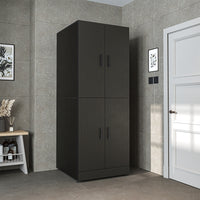 Roomart Waschmaschinenschrank SERIE DORA-I-  Waschmaschinen- & Trocknerschrank mit Türen & Ausziehbrett – Waschküchenschrank für Waschmaschine & Trockner – in 5 Farben • Weiß • Weiß-Eiche • Anthrazit-Eiche • Eiche • Schwarz-Eiche