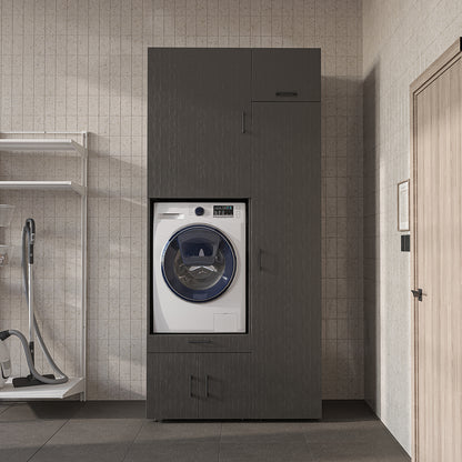 Roomart Waschmaschinenschrank SERIE 3 112 cm, Schwarz-Eiche, 240 cm hoch