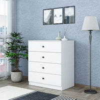 Roomart SIFO Mehrzweckschrank in Weiß – Schrank mit 4 Schubladen – Aufbewahrungsschrank für Wohnzimmer, Schlafzimmer, Esszimmer oder Büro – Modernes Design