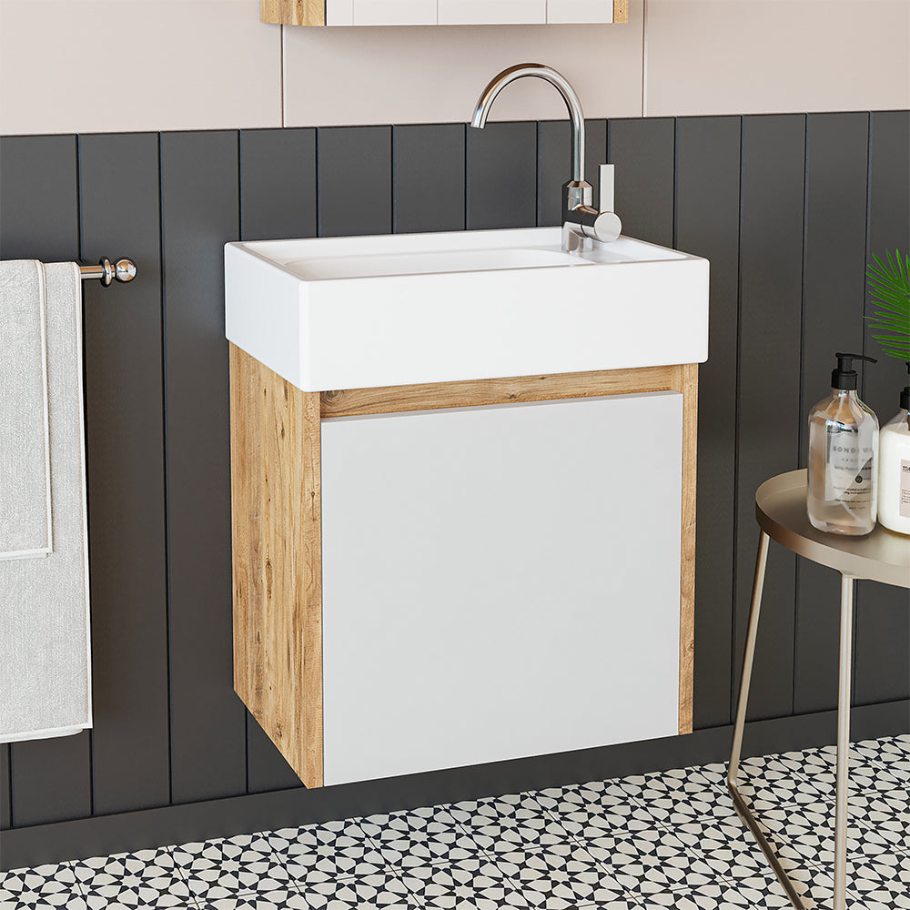 Roomart, MINI Unterschrank mit Waschbecken 50cm Gäste WC Badezimmer Möbel in 5 Farben - badmöbel, set, abfluss, waschbecken, bad, möbel, badezimmer, waschbeckenunterschrank, cm, breit, modern, waschtisch, tief, mit, unterschrank, deko, badezimmermöbel, ba