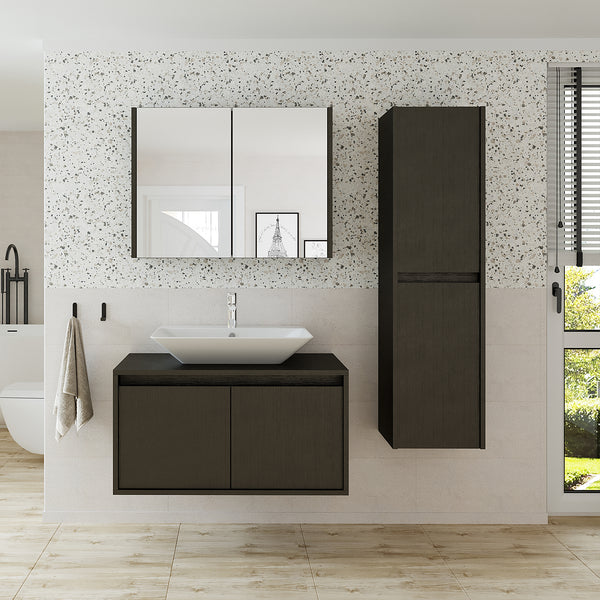 Roomart 4-teiliges Badmöbel-Set ATLANTIC, 85 cm, mit Spiegelschrank und Hochschrank, in 5 Farben