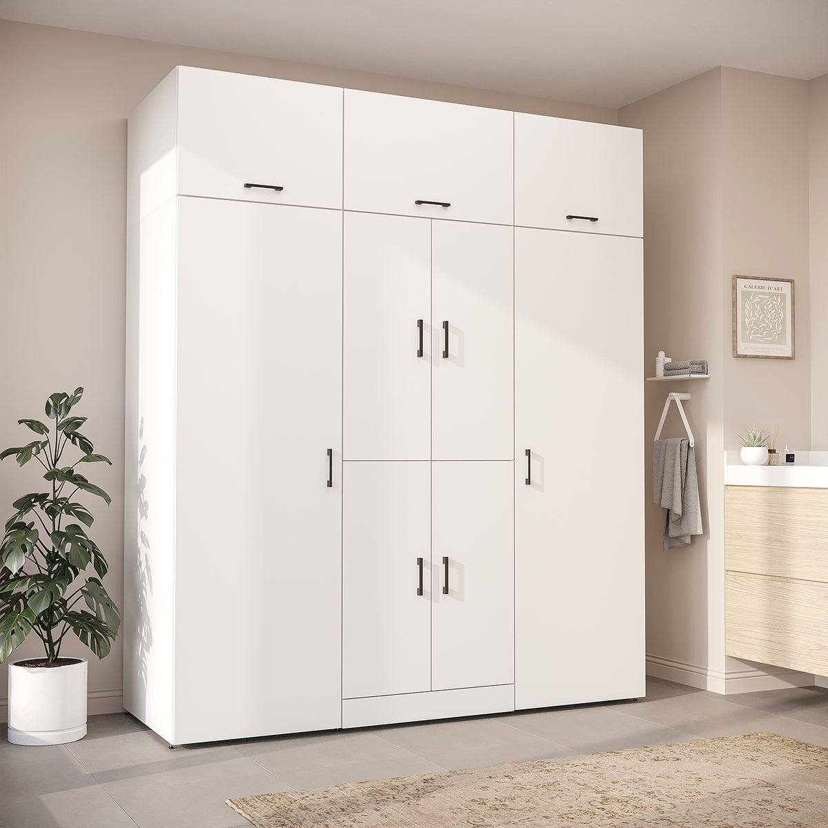 Roomart Waschmaschinenschrank DORA-I 190 cm, Weiß, 230 cm hoch