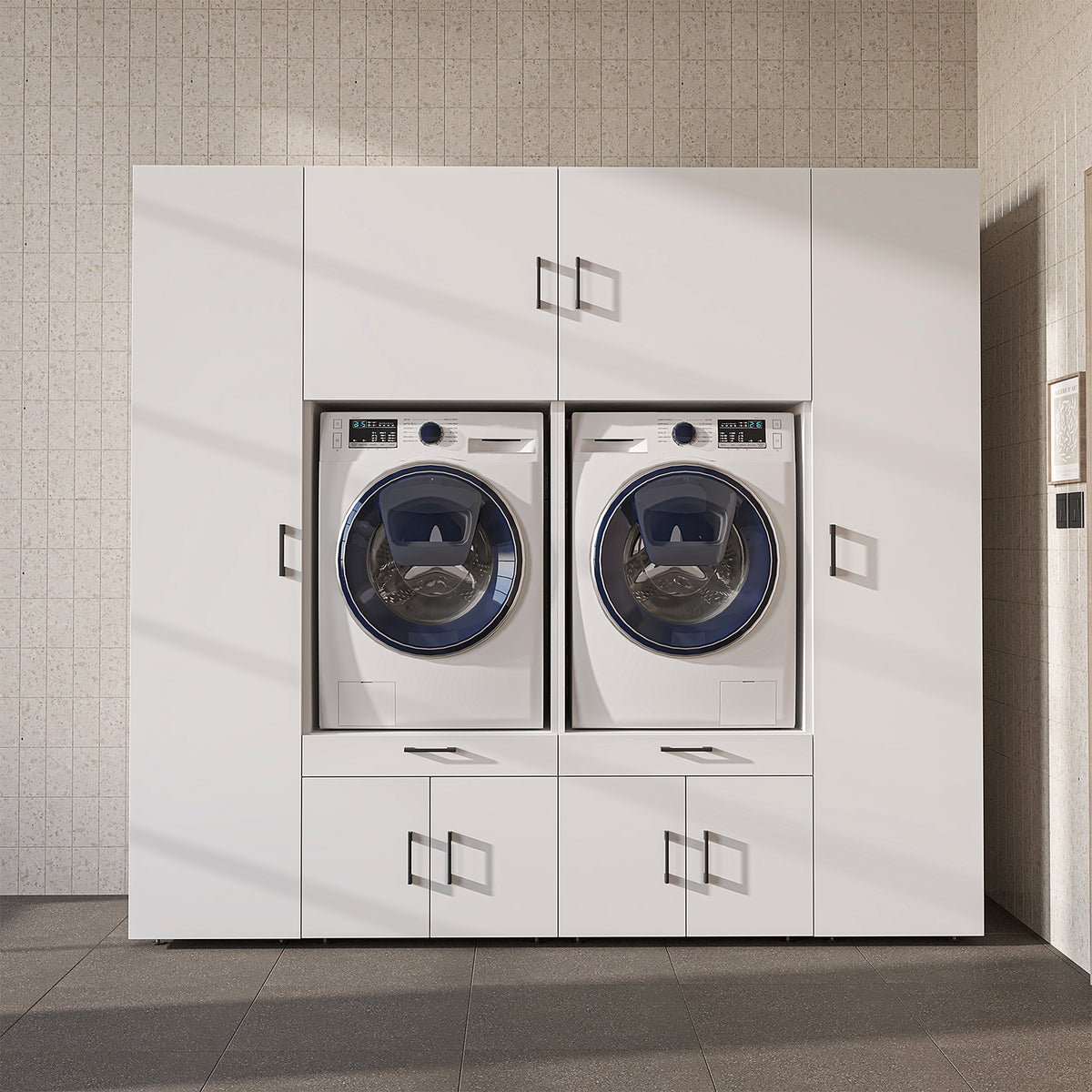 Roomart Waschmaschinenschrank SERIE 3 224 cm, Weiß, 205 cm hoch