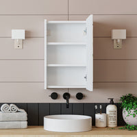 Roomart Badezimmerspiegelschrank "Punto“ – moderner, kompakter 40 cm Badschrank mit Spiegel – in Weiß oder Eiche -  badezimmerspiegelschrank, mirror, lichtschalter, badspiegelschrank, geringe, tiefe, schiebetür, steckdose, eckspiegelschrank, smarter, badh