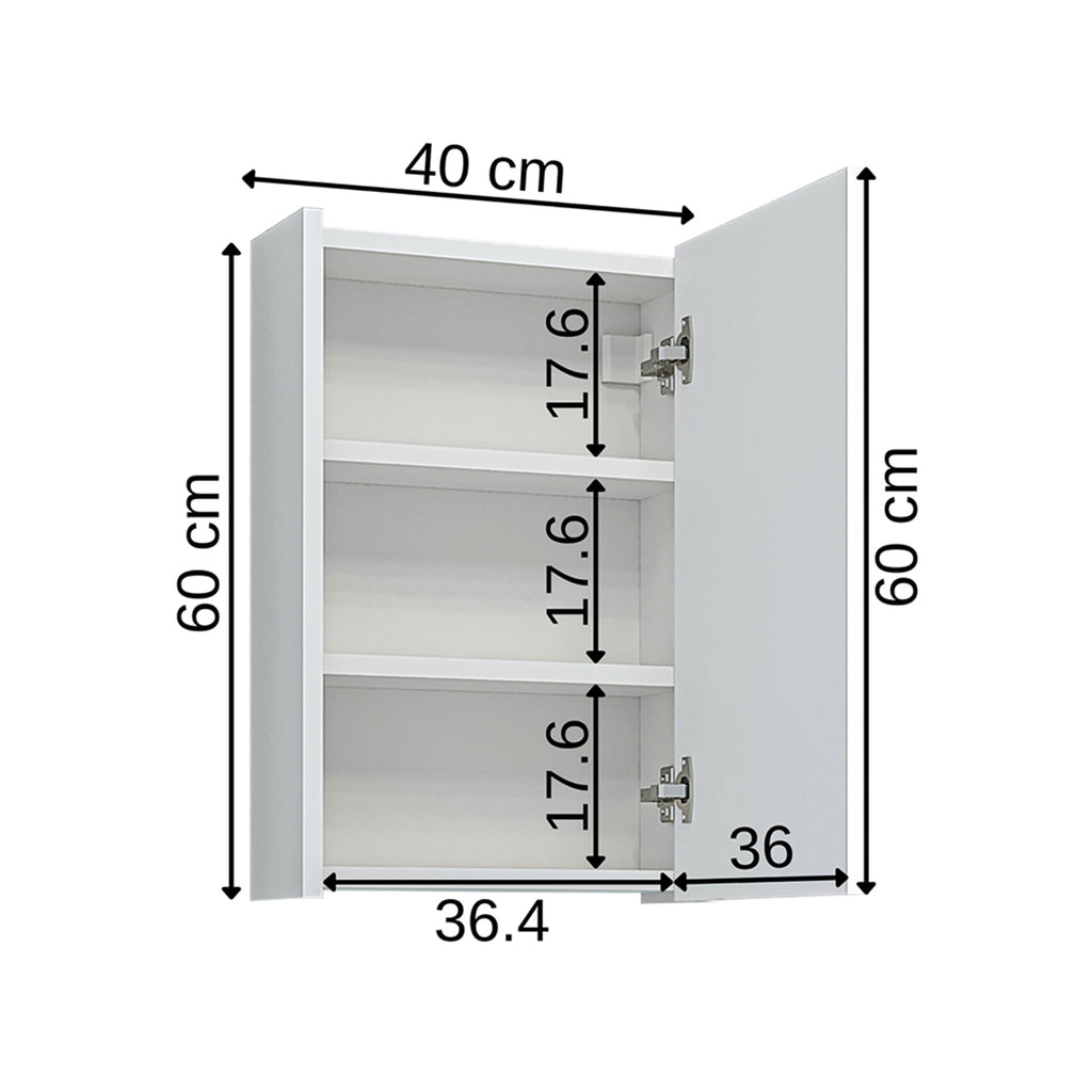 Roomart Badezimmerspiegelschrank "Punto“ – moderner, kompakter 40 cm Badschrank mit Spiegel – in Weiß oder Eiche -  badezimmerspiegelschrank, mirror, lichtschalter, badspiegelschrank, geringe, tiefe, schiebetür, steckdose, eckspiegelschrank, smarter, badh