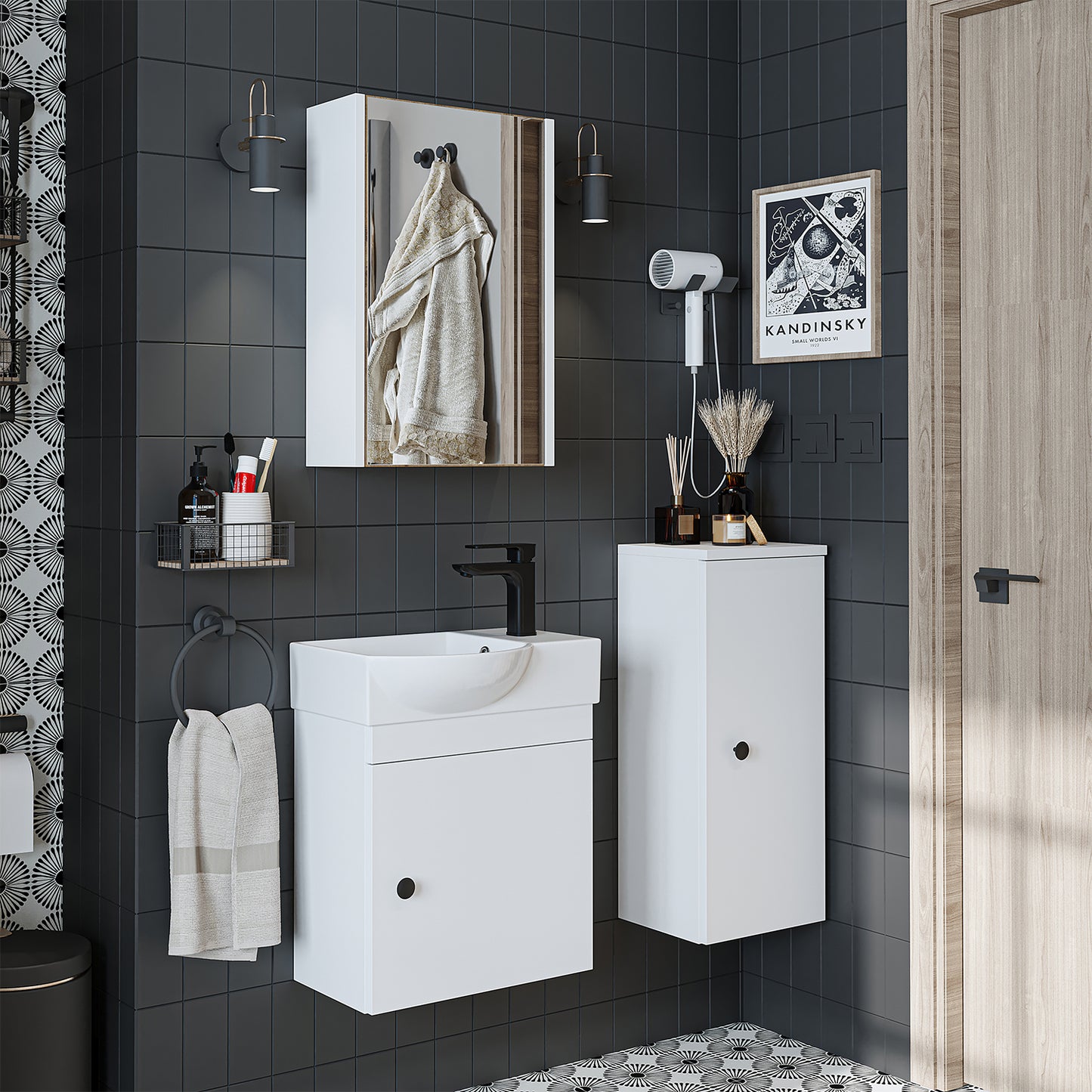Badmöbelset • PUNTO • Unterschrank mit Waschbecken • Badezimmer Möbel • Gäste WC