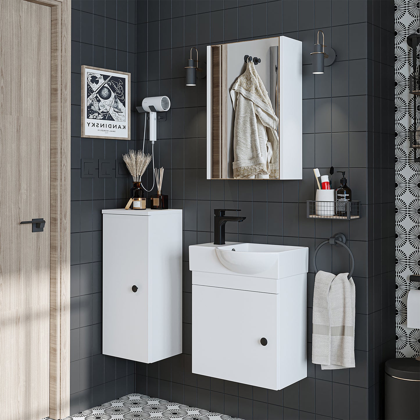 Badmöbelset • PUNTO • Unterschrank mit Waschbecken • Badezimmer Möbel • Gäste WC
