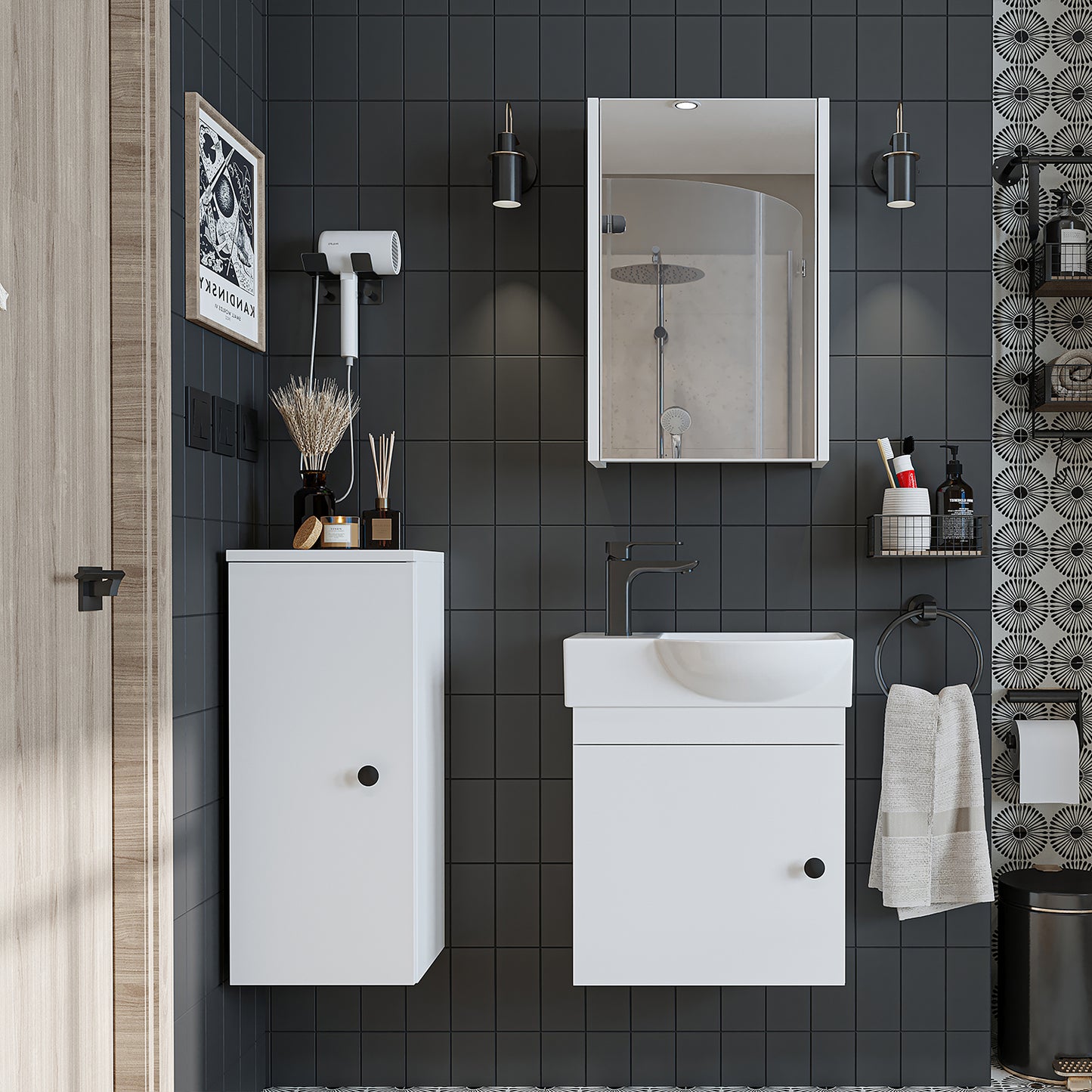 Badmöbelset • PUNTO • Unterschrank mit Waschbecken • Badezimmer Möbel • Gäste WC