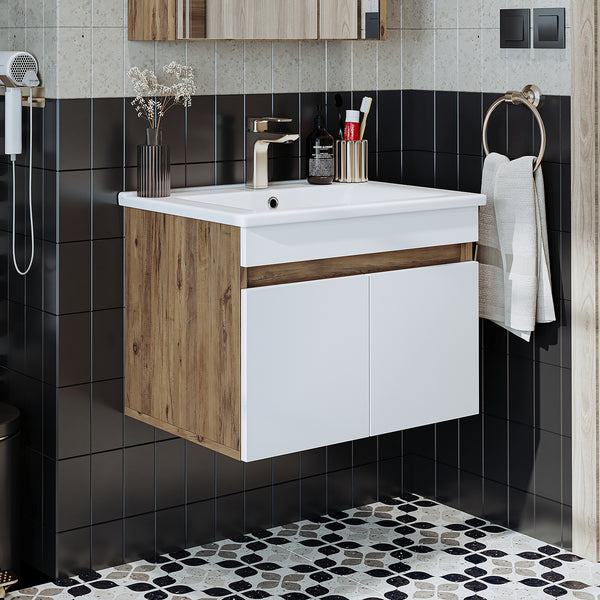 Roomart ATRIA Waschtisch mit Unterschrank, 65 cm, mit Keramikbecken, in 4 Farben