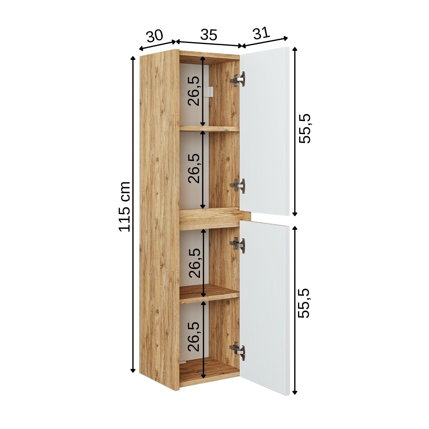 breit, Hochschrank, Roomart, Badregal – cm Badezimmermöbel, 35