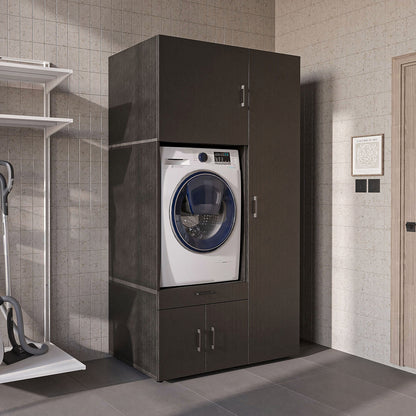 Roomart Waschmaschinenschrank SERIE 3 112 cm, Schwarz-Eiche, 205 cm hoch