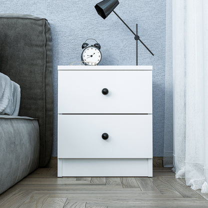 Roomart Komo Beistelltisch mit 2 Schubladen – 40 cm breit, 46,8 cm hoch – Nachttisch & Aufbewahrungstisch für Wohnzimmer, Schlafzimmer oder Büro – Modernes Design- Weiß