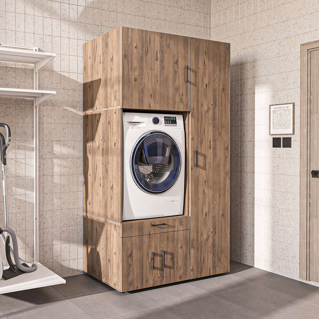 Roomart Waschmaschinenschrank SERIE 3 112 cm, Eiche, 205 cm hoch