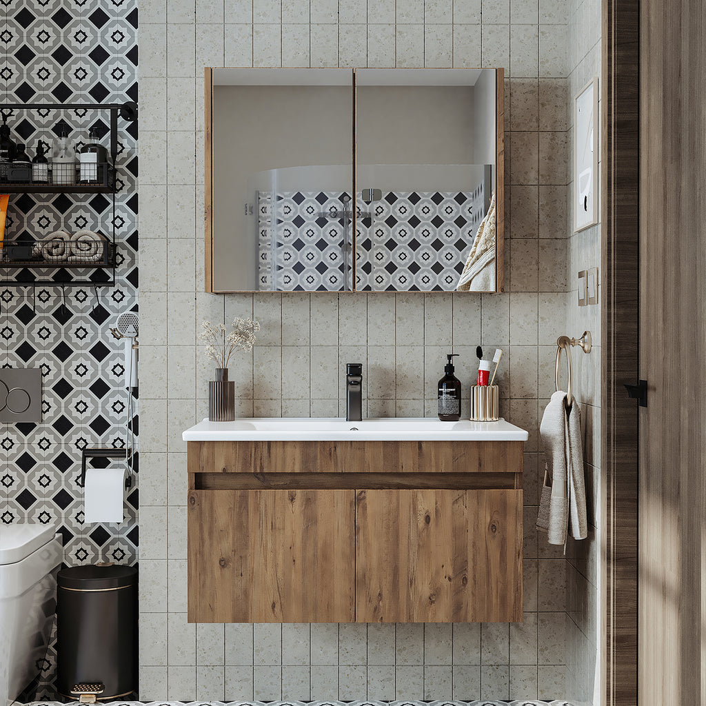 Roomart Ensemble de meubles de salle de bains ATRIA 3 pièces, en 4 couleurs, 85 cm Meuble bas avec lavabo en céramique - armoire de toilette - armoire de salle de bains, lavabo, meubles de salle de bains, armoire de salle de bains, avec, meuble bas, meubles de salle de bains, ensemble, lavabo, meubles, meubles de salle de bains