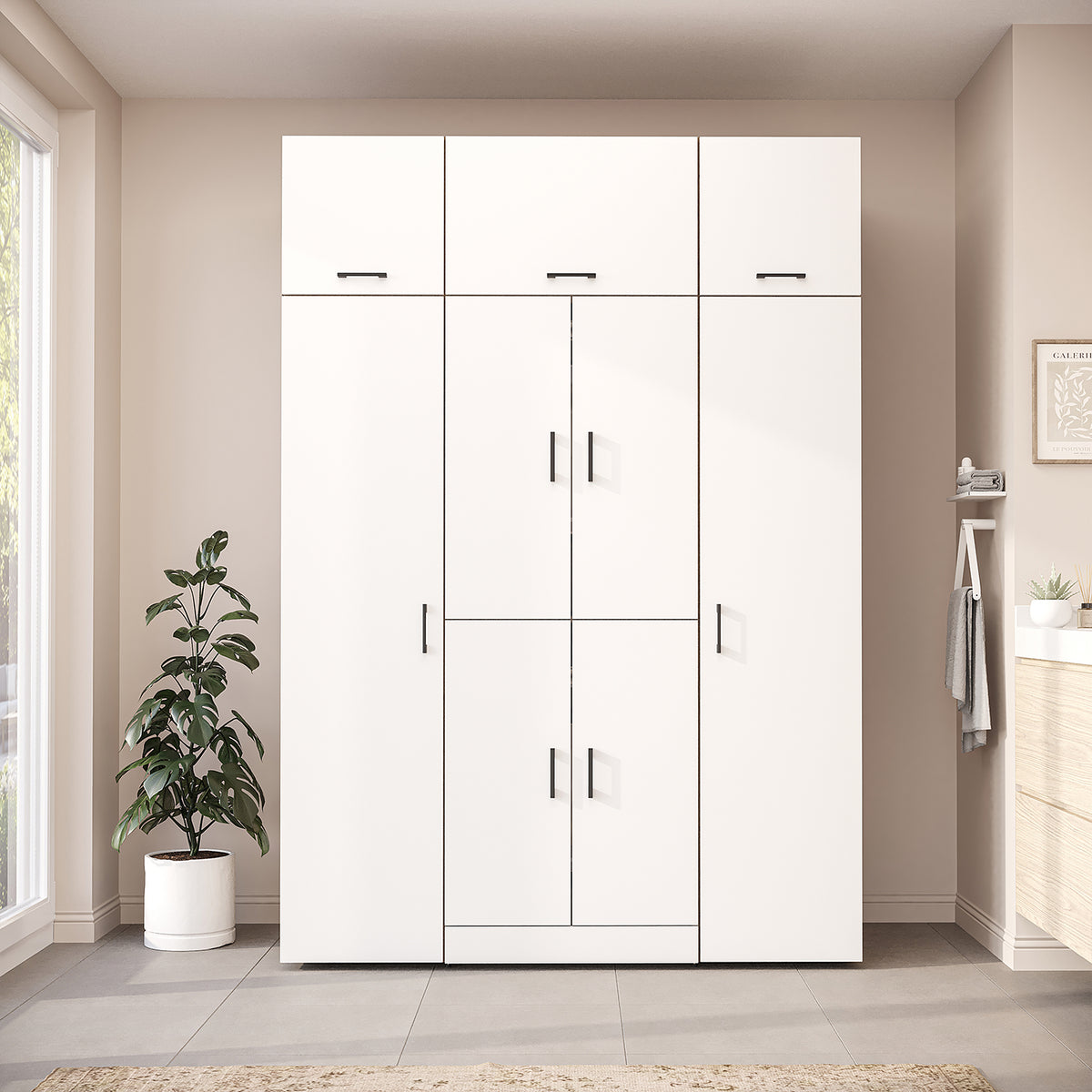 Roomart Waschmaschinenschrank DORA-I 160 cm, Weiß Eiche, 230 cm hoch, Bild 2