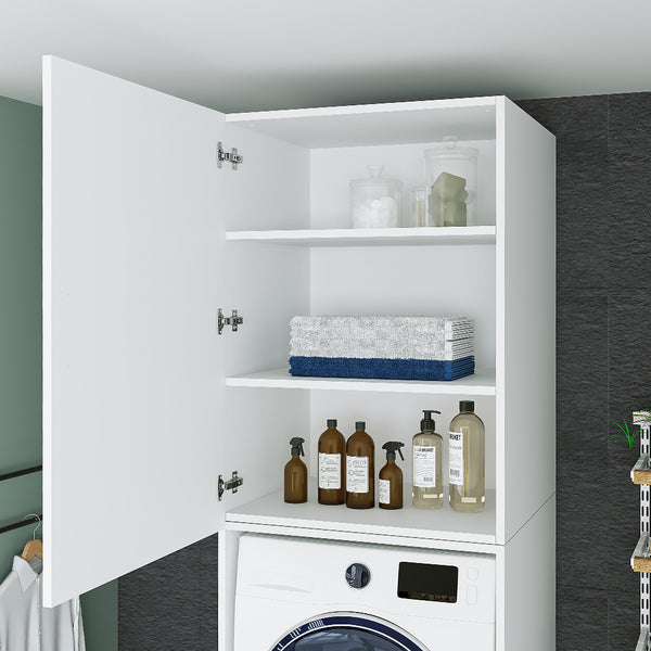 Roomart Aufsatzschrank B2-W-S-ATL – Mehrzweckschrank für Waschküche & Haushalt, Klappschrank mit Stauraum, HBT 96,8 × 67 × 66,8 cm