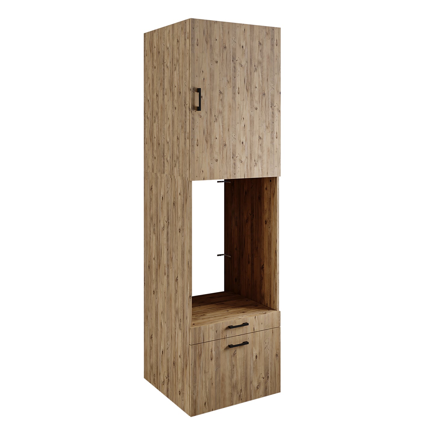 Roomart Waschmaschinenschrank mit Schrankaufsatz • mit Ausziehbrett • Weiß  • Schwarz eiche • Eiche