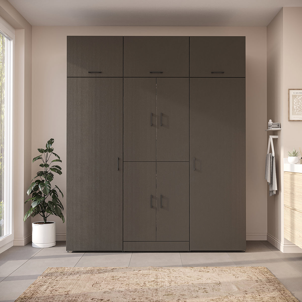 Roomart Waschmaschinenschrank DORA-I 190 cm, Schwarz Eiche, 230 cm hoch, Bild 2