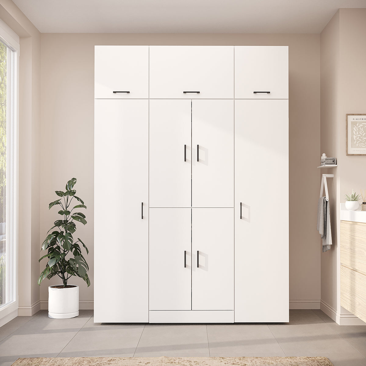 Roomart Waschmaschinenschrank DORA-I 160 cm, Weiß, 230 cm hoch, Bild 2