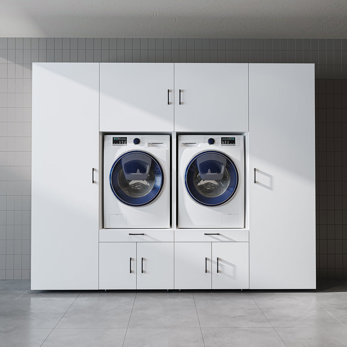 Roomart Waschmaschinenschrank SERIE 3 254 cm, Weiß, 205 cm hoch