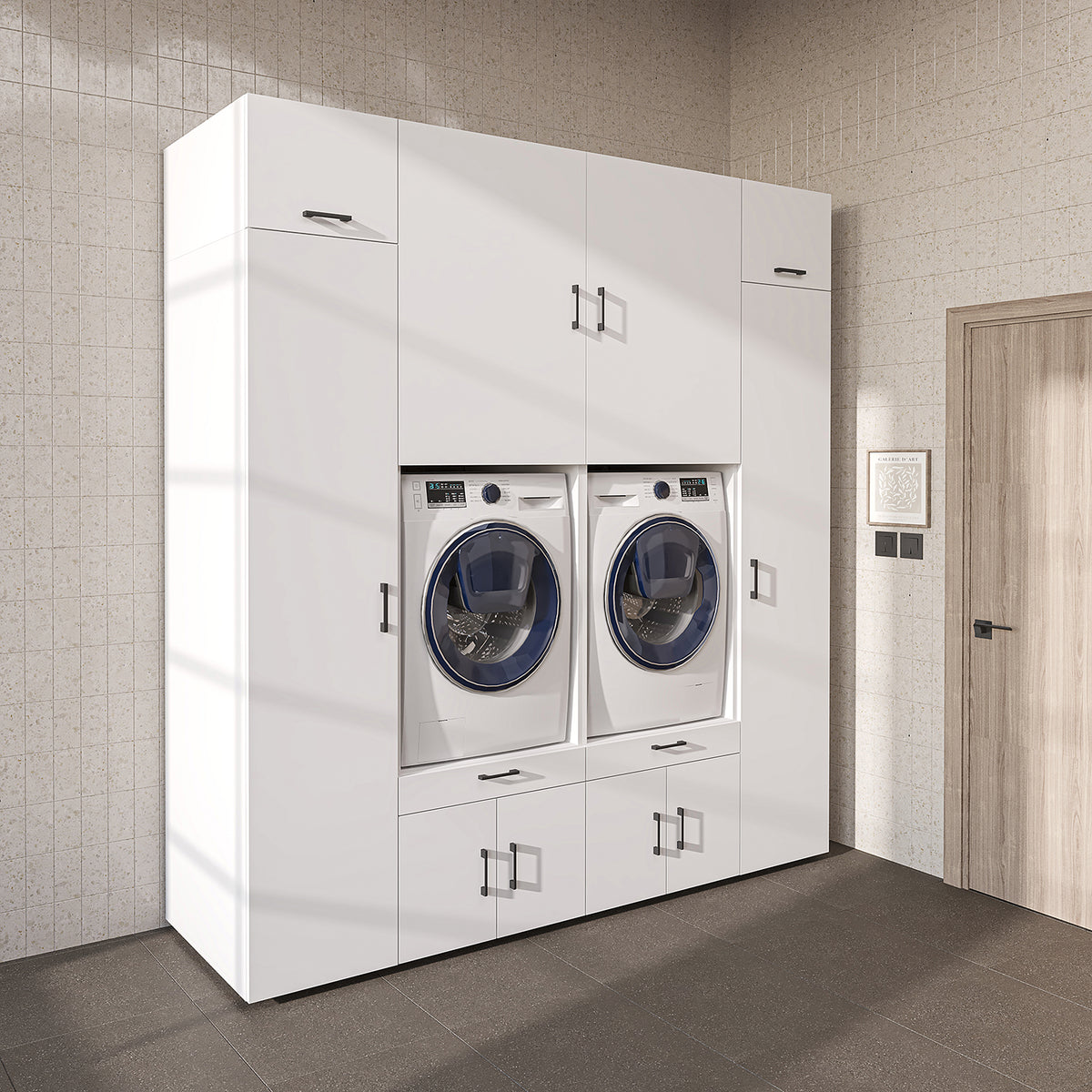 Roomart Waschmaschinenschrank SERIE 3 224 cm, Weiß, 240 cm hoch