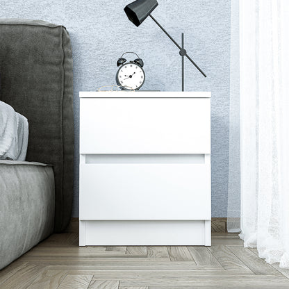 Roomart Komo Beistelltisch mit 2 Schubladen – 40 cm breit, 46,8 cm hoch – Nachttisch & Aufbewahrungstisch für Wohnzimmer, Schlafzimmer oder Büro – Modernes Design- Weiß