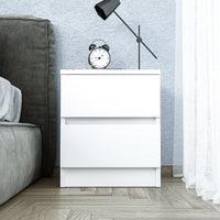 Roomart Komo Beistelltisch mit 2 Schubladen – 40 cm breit, 46,8 cm hoch – Nachttisch & Aufbewahrungstisch für Wohnzimmer, Schlafzimmer oder Büro – Modernes Design- Weiß