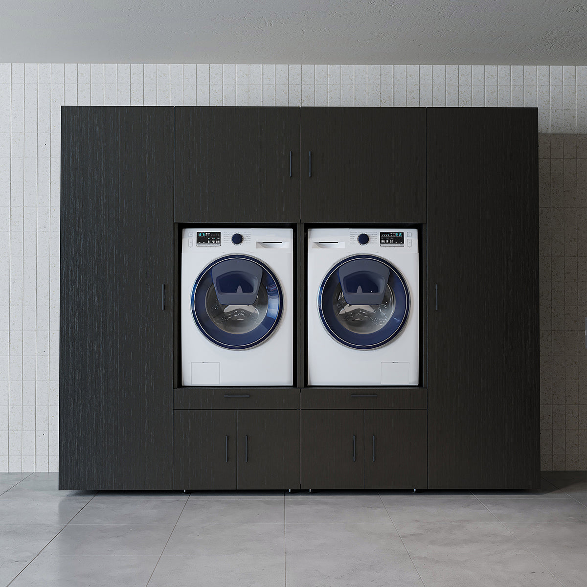Roomart Waschmaschinenschrank SERIE 3 254 cm, Schwarz-Eiche, 205 cm hoch