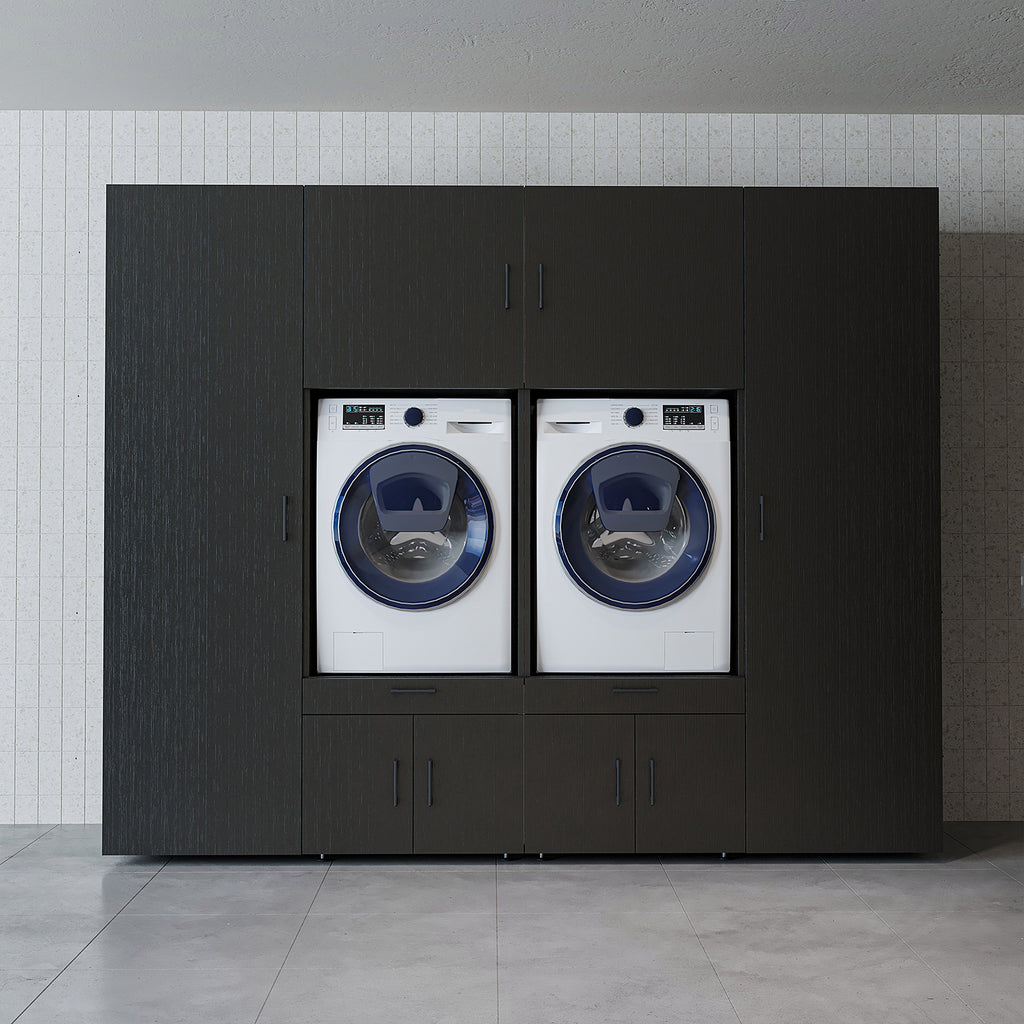 Roomart Waschmaschinenschrank SERIE 3 254 cm, Schwarz-Eiche, 205 cm hoch