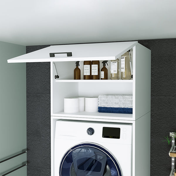 Roomart Aufsatzschrank D2-W-S-ATL – Klappschrank & Mehrzweckschrank für Waschküche & Haushalt – Waschmaschinenschrank Erweiterung – HBT: 57 × 67 × 66,8 cm