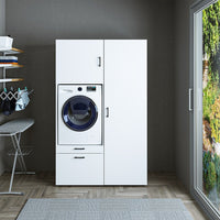 waschmaschinenschrank, waschmaschinenregal, waschturm, schrank, weiß, waschmaschinen, unterschrank, waschmaschine, trockner, haushaltsschrank, schränke, badschrank, hochschrank, badezimmer, waschmaschinenschränke, küche, überbauschrank, für, und, waschküche, möbel, regal, badkommode, badmöbel, mit, wäschekippe, cupboard