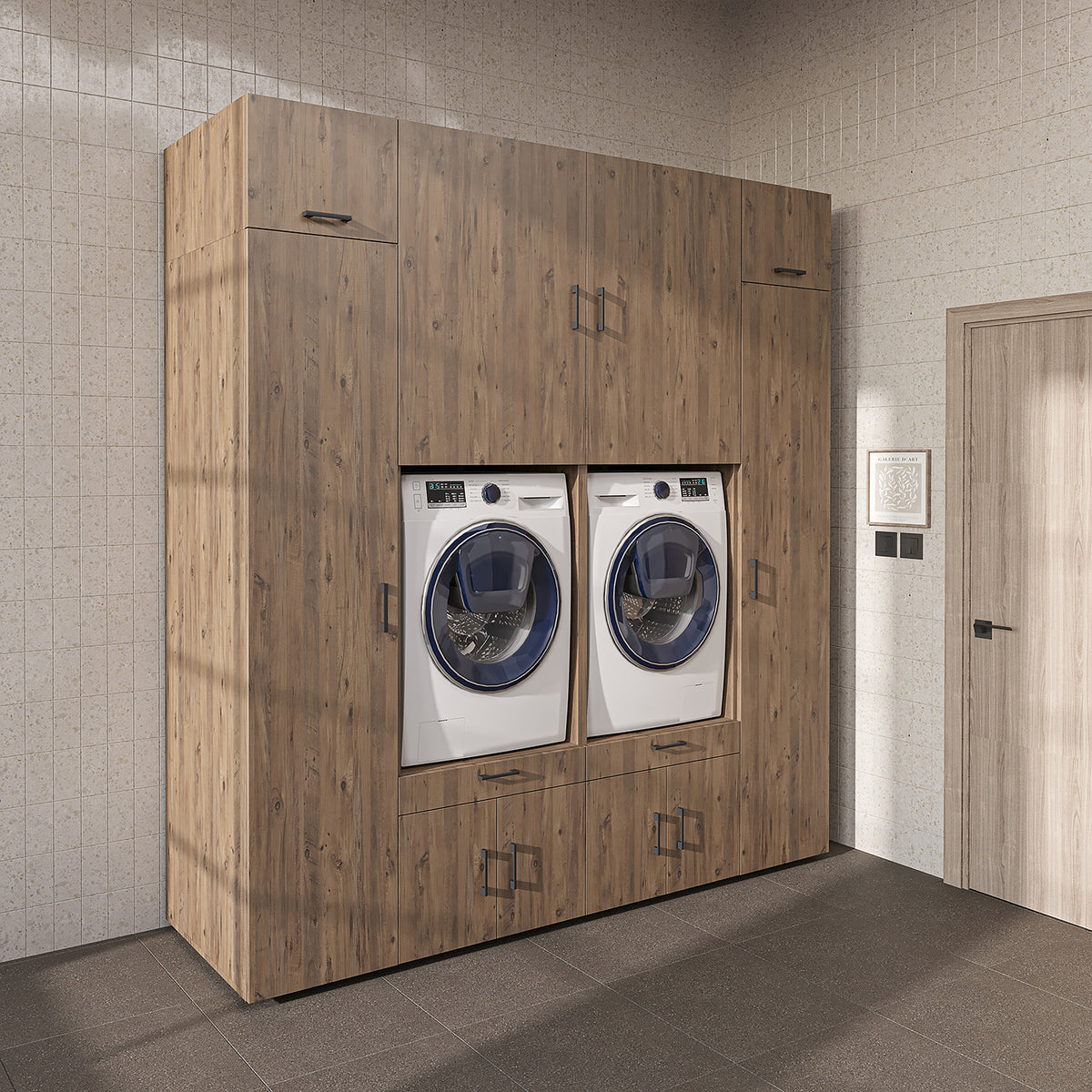 Roomart Waschmaschinenschrank SERIE 3 224 cm, Eiche, 240 cm hoch