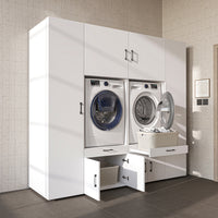 Roomart Waschmaschinenschrank SERIE 3 224 cm, Weiß, 205 cm hoch