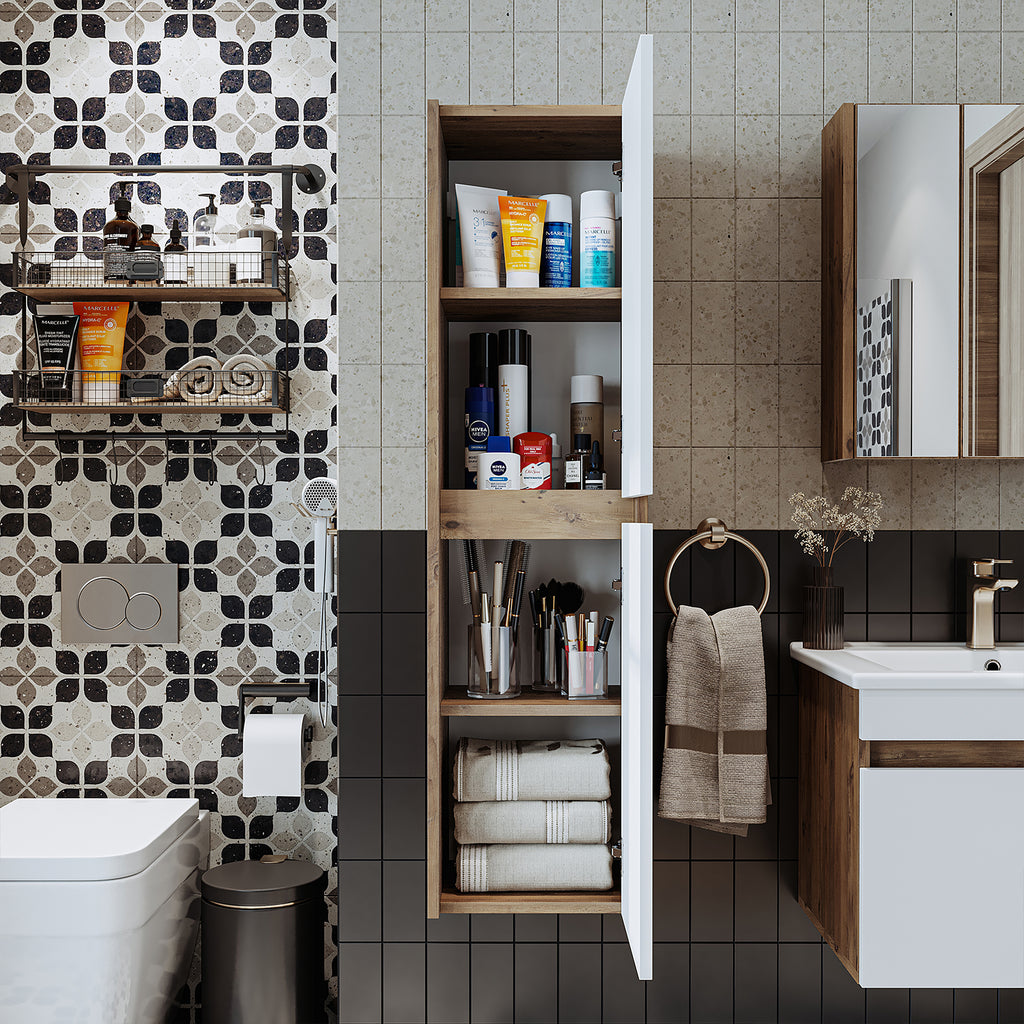 Roomart Ensemble de meubles de salle de bains MELONA 3 pièces, en 4 couleurs, armoire basse de 65cm - armoire miroir - armoire haute-armoire de salle de bains, lavabo, meubles de salle de bains, armoire de salle de bains, avec, meuble bas, meubles de salle de bains, ensemble, lavabo, meubles, meubles de salle de bains, salle de bains, salle de bains