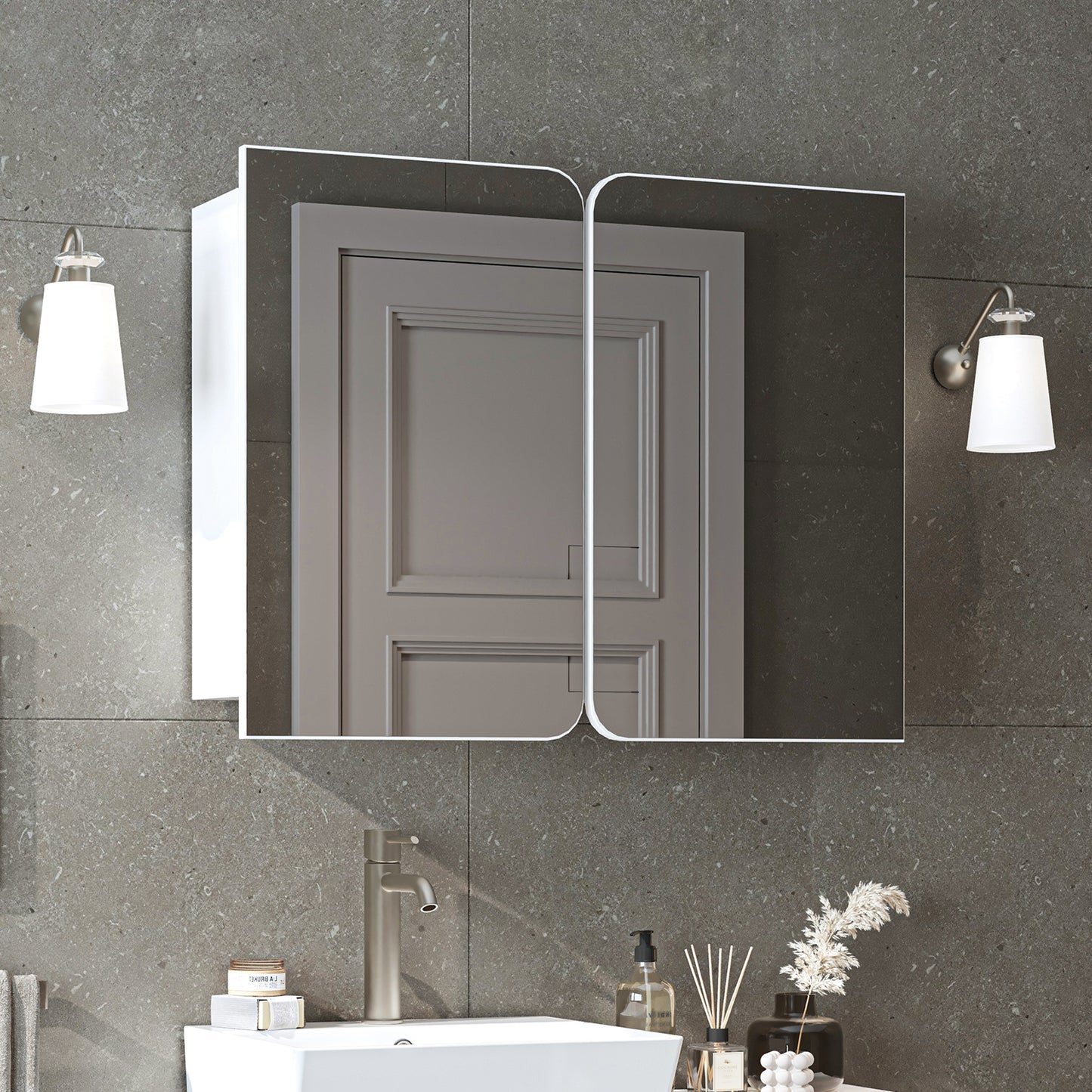 Roomart 2-teiliges Badmöbel-Set LYCIA, 49 cm, Waschtisch mit Spiegelschrank, in 4 Farben