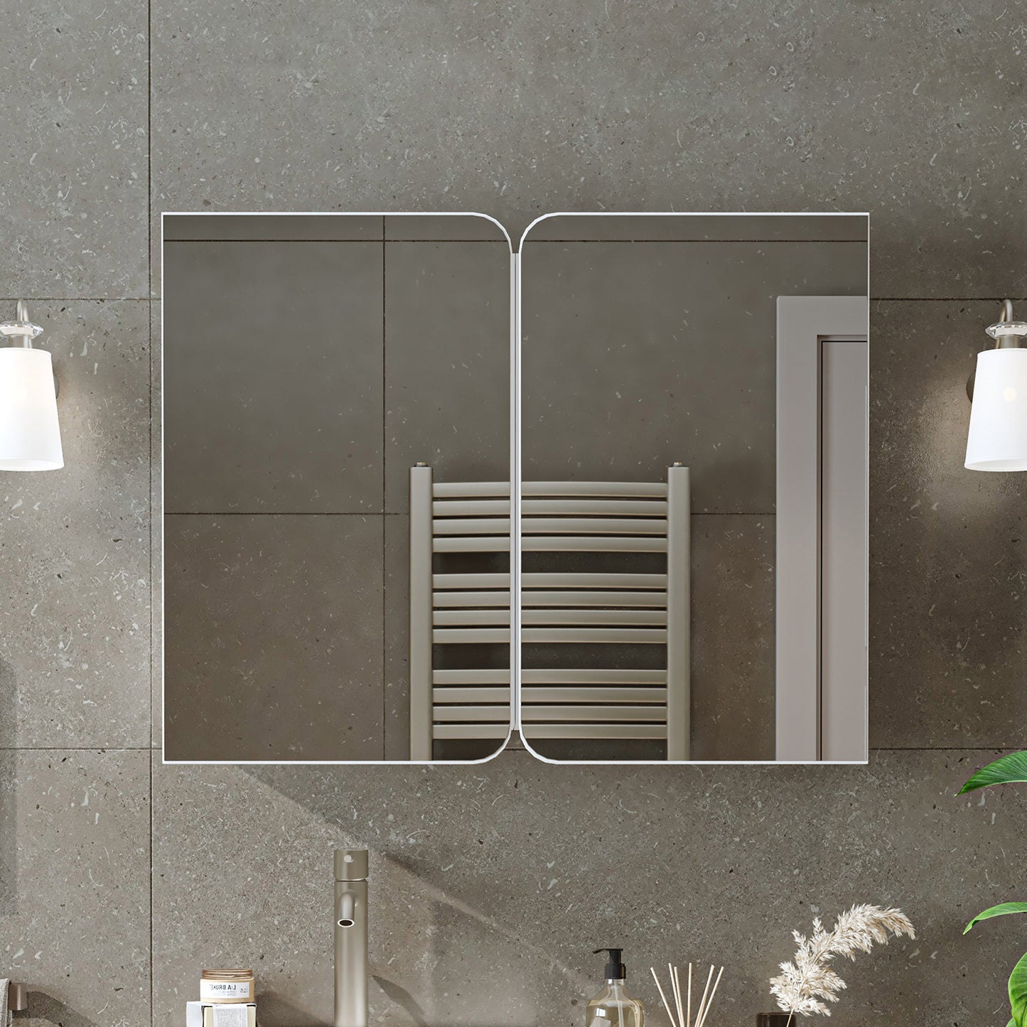 Roomart 3-teiliges Badmöbel-Set LYCIA, 49 cm, Waschtisch, Spiegelschrank und Hochschrank, in 4 Farben
