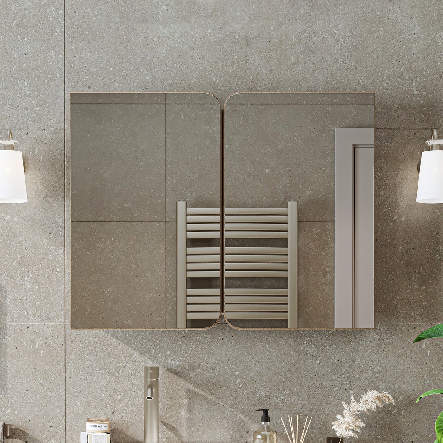 Roomart 2-teiliges Badmöbel-Set LYCIA, 49 cm, Waschtisch mit Spiegelschrank, in 4 Farben